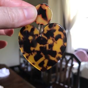 Tortishell acetate heart earrings